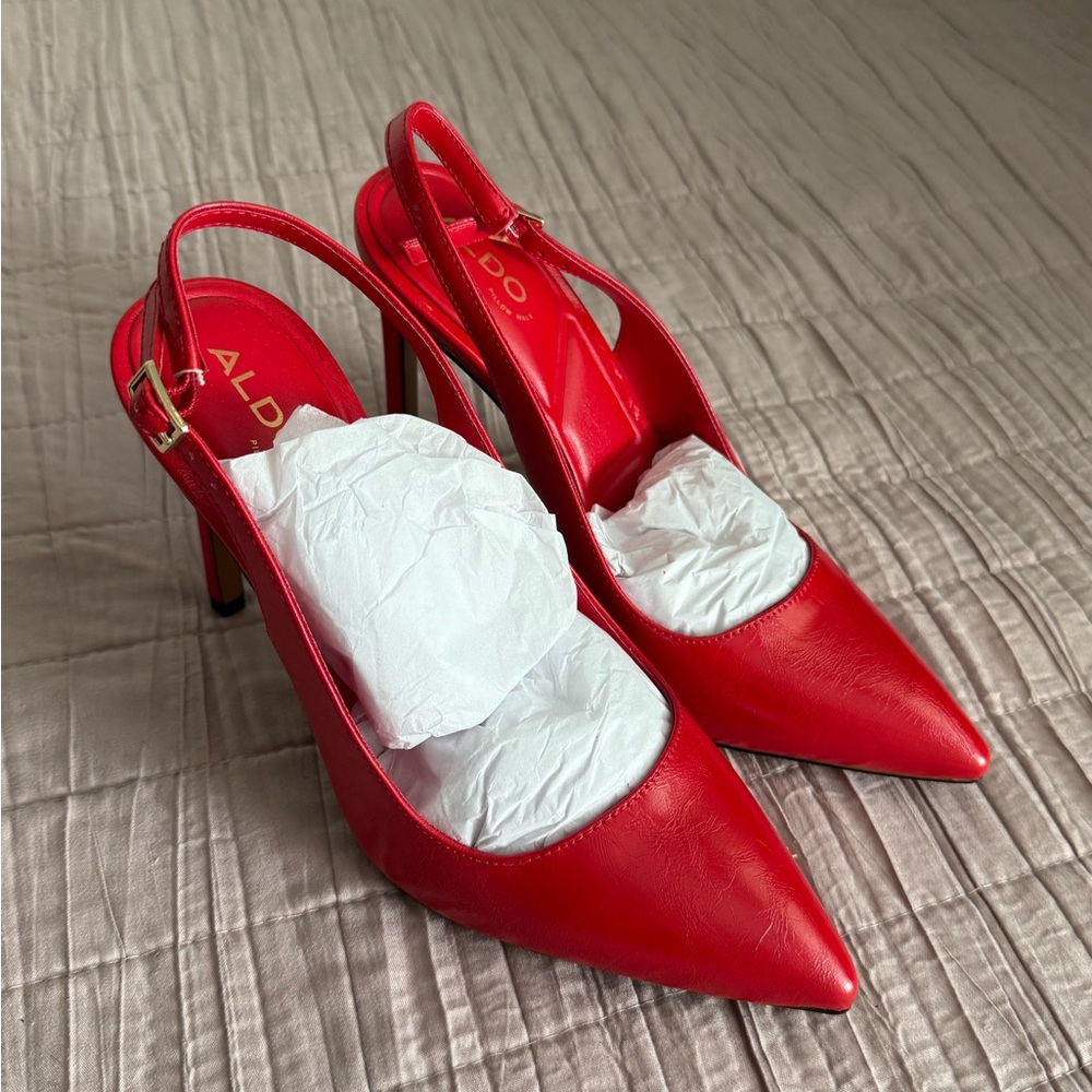 Aldo Vibrant Red Slingback Heels